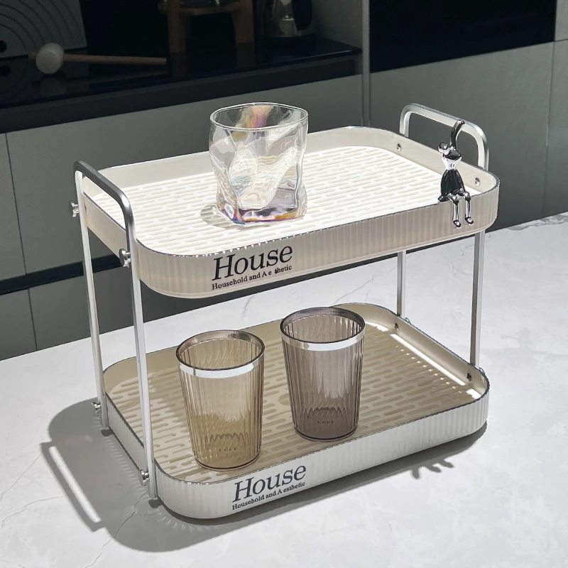 轻奢双层茶盘可沥水托盘客厅水杯子置物架桌面茶杯果盘茶具收纳架