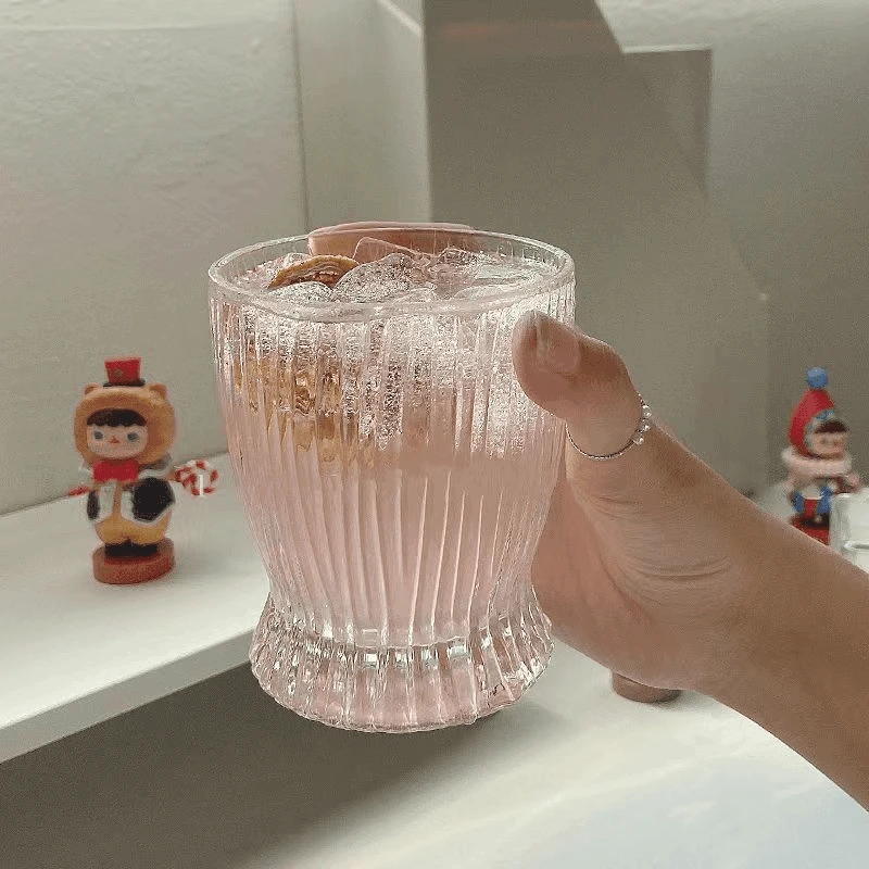 ins风玻璃洋酒杯小蛮腰火焰杯办公室家用杯高颜值牛奶咖啡杯水杯