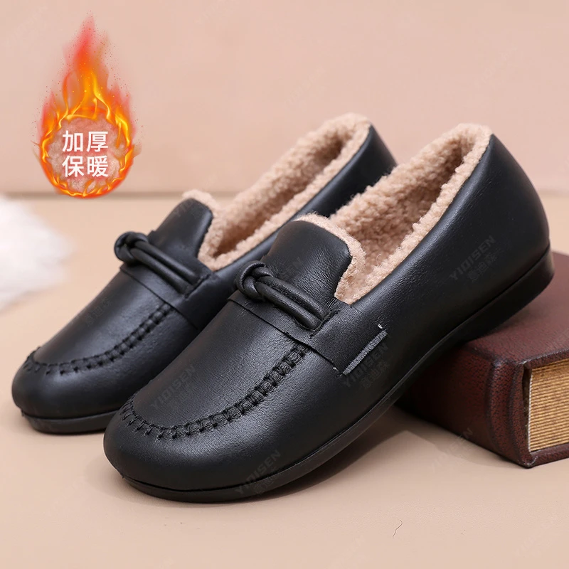 意迪森中老年秋冬季加绒保暖厚加厚百搭舒适妈妈鞋时尚雪地靴