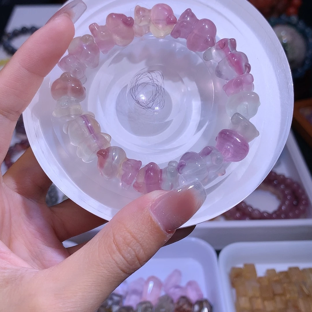 水晶手链未镶嵌萤石小熊12×16mm