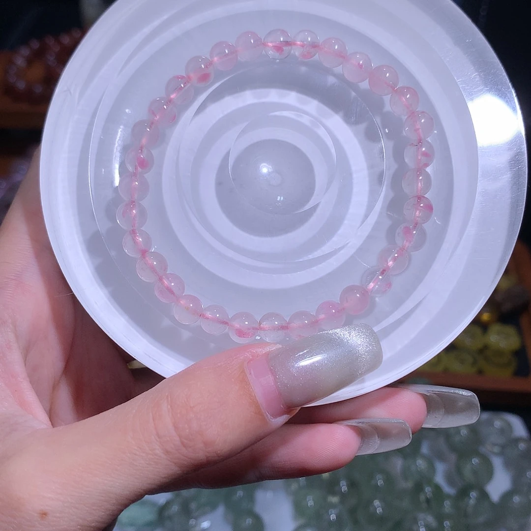 水晶手链未镶嵌蔷薇辉冰飘水蜜桃6mm