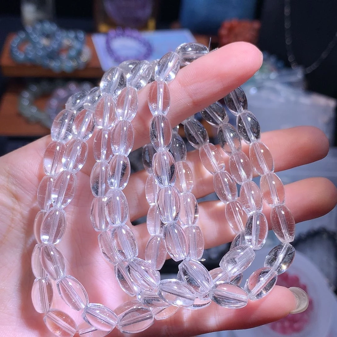 紫晶手链未镶嵌白水晶小米珠6×10mm
