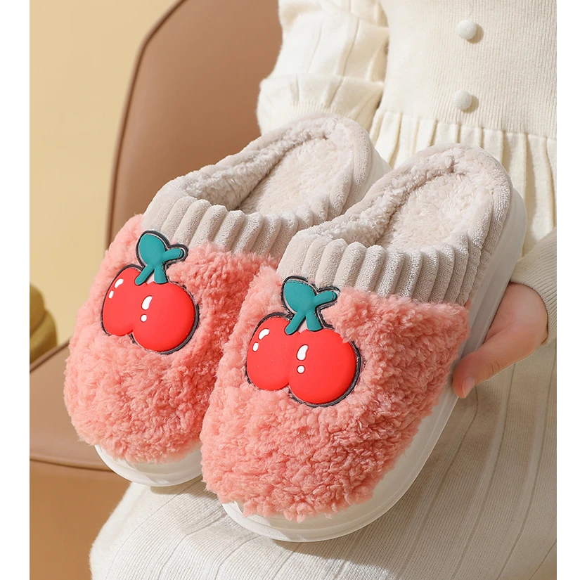 棉花绒家居拖 加绒加厚 水果图案 孕妇鞋月子鞋 新款棉拖