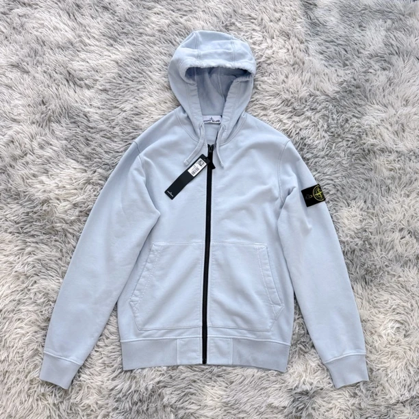 全新Stone Island石头岛纯棉拉链卫衣 天蓝色 24新款 专柜近4K