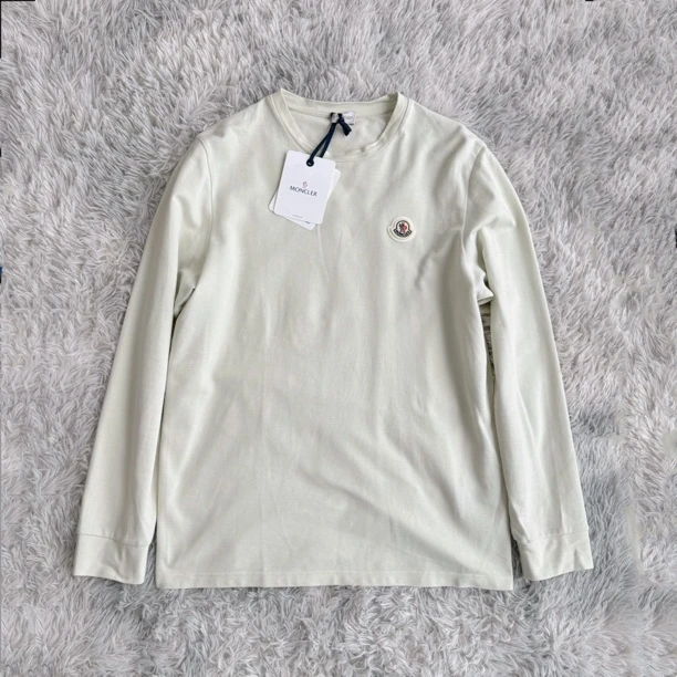 全新带吊 Moncler蒙口纯棉长袖小标卫衣 薄款 乳白色 23款 专柜3K