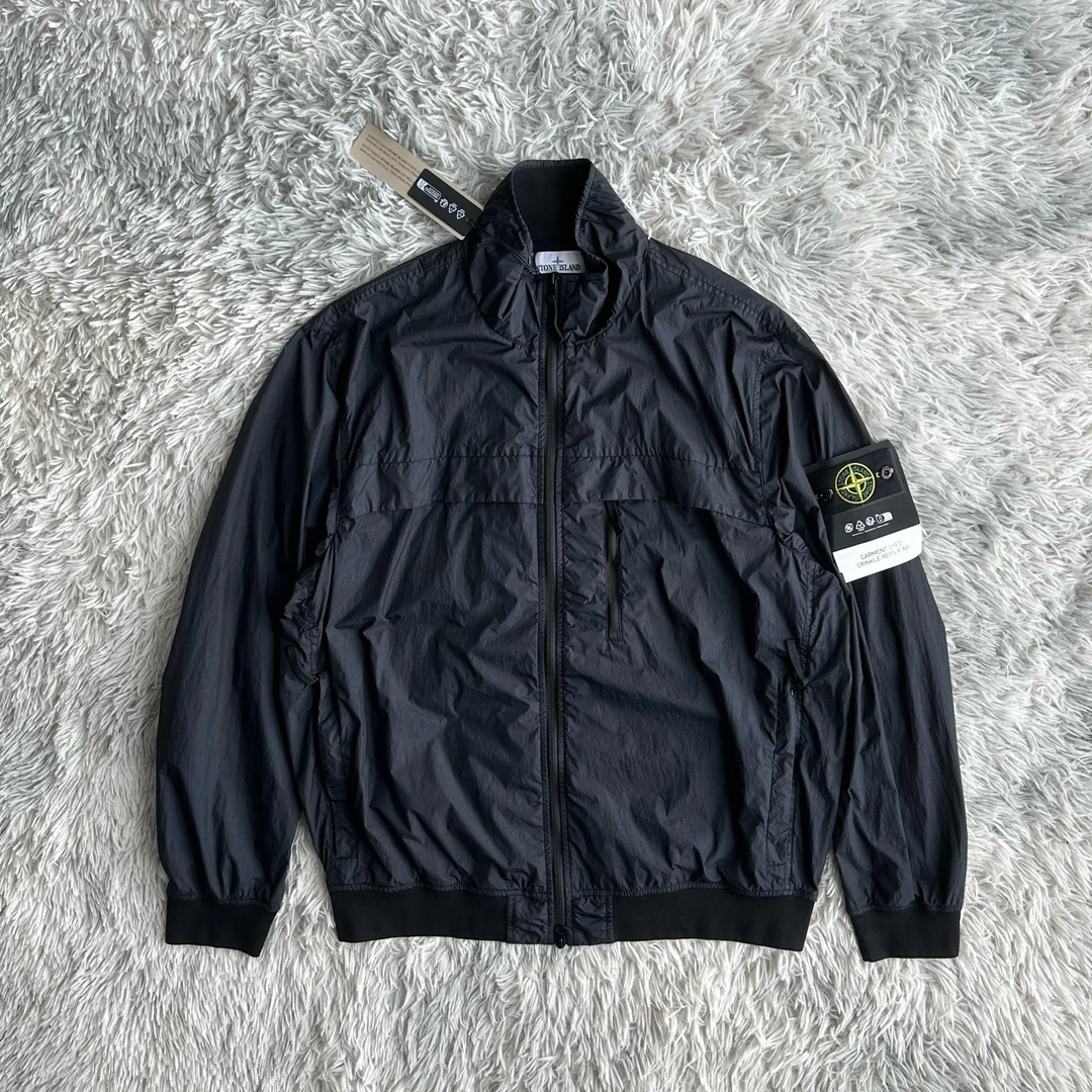 【4折】Stone Island石头岛褶皱尼龙夹克 24新款 蓝黑色 专柜6k+