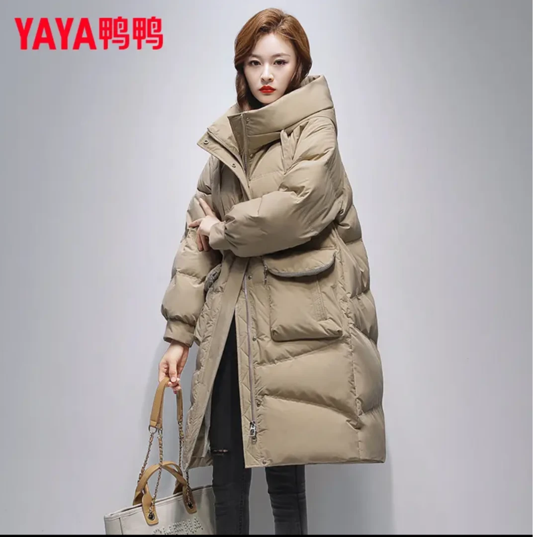YAYA/鸭鸭冬季羽绒服时尚中长款连帽羽绒外套轻暖感YE3B623315J