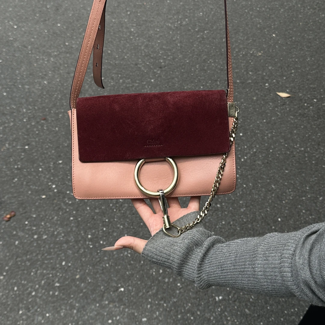 95新 Chloe/蔻依 蔻依粉色拼红拼色单肩包/2647469