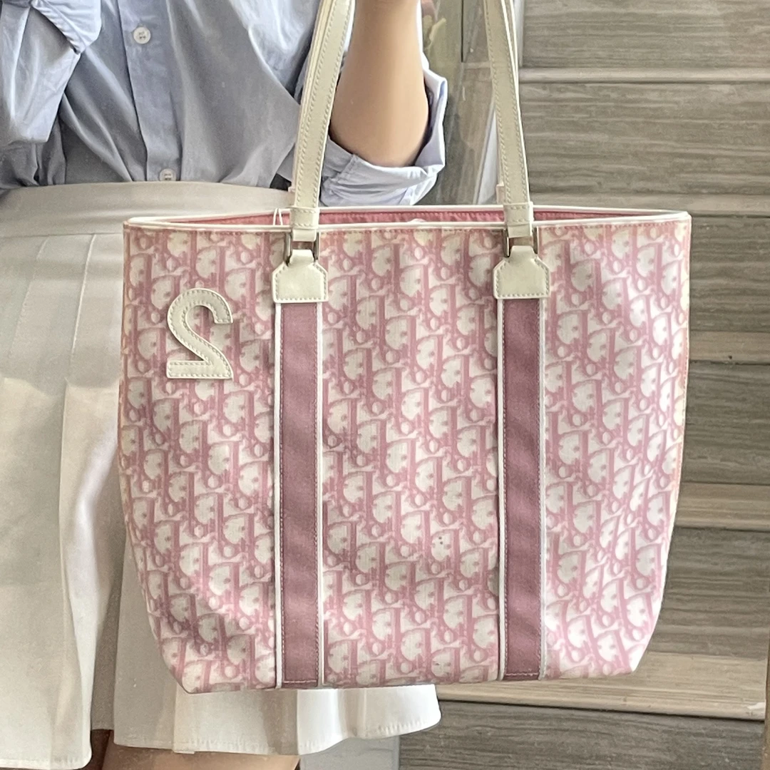 95新 DIOR/迪奥 dior中古粉色托特