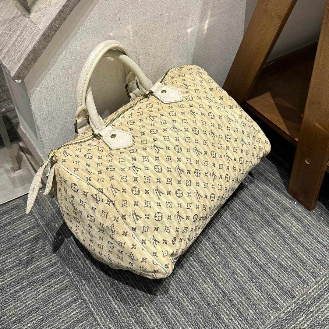 95新 LV lv speedy波士顿丹宁款包/5657280