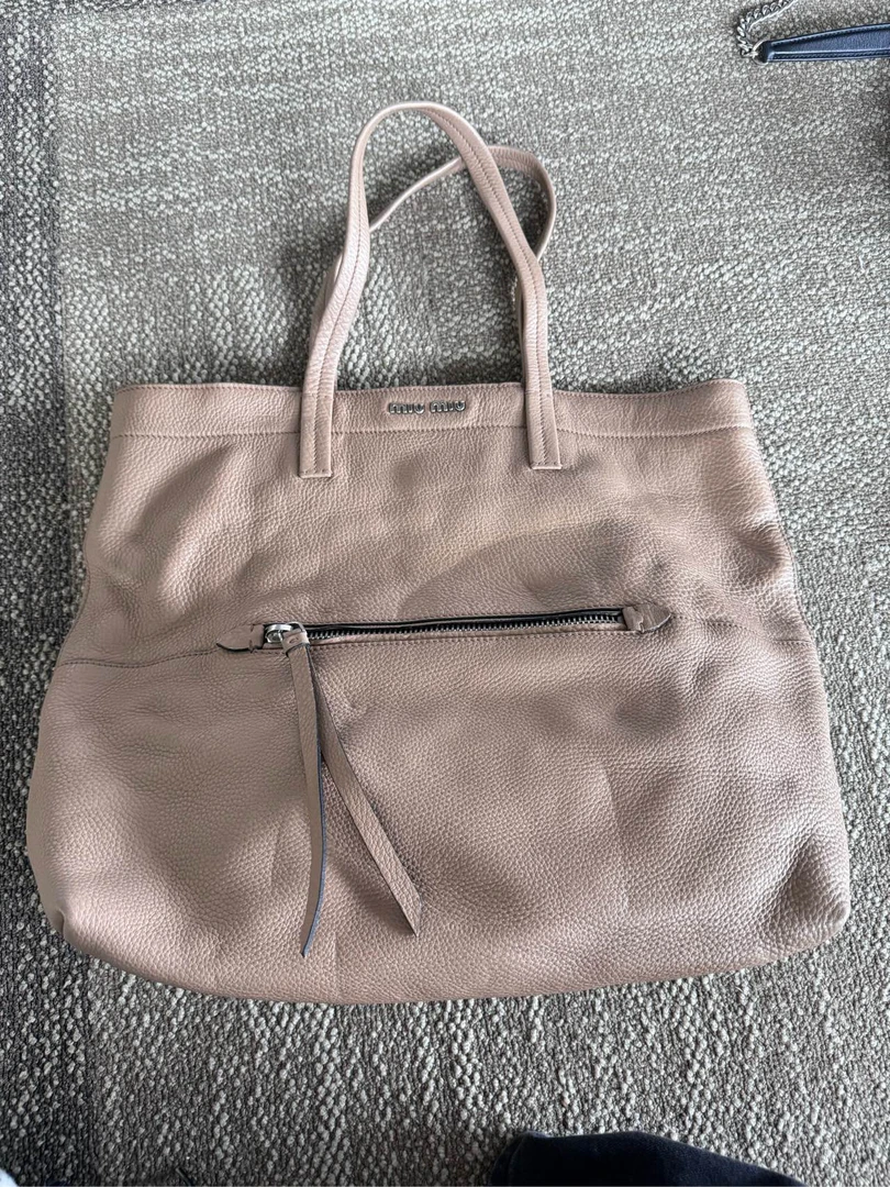 95新 MIU MIU/缪缪 miumiu 奶茶色托特包/7835956