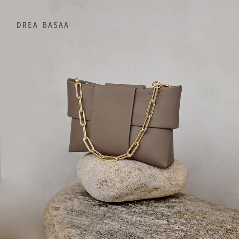 DREA BASAA半山 THE BOW系列包包女2025新款链条包头层牛皮斜挎包