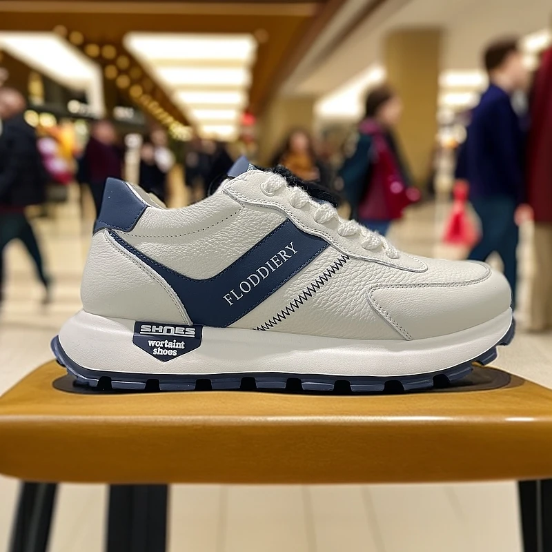 阿干厚底加绒男皮鞋