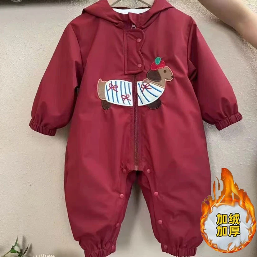 男女宝宝冬季新款加绒加棉时尚爆款连体衣外套婴儿秋冬宽松外出服