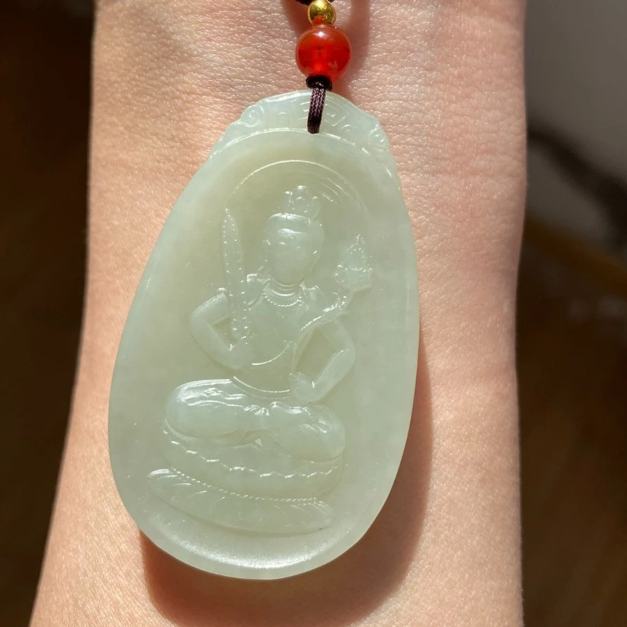 生肖牛虎守护神虚空臧菩萨和田玉玉石吊坠男女可带/送礼盒和田玉