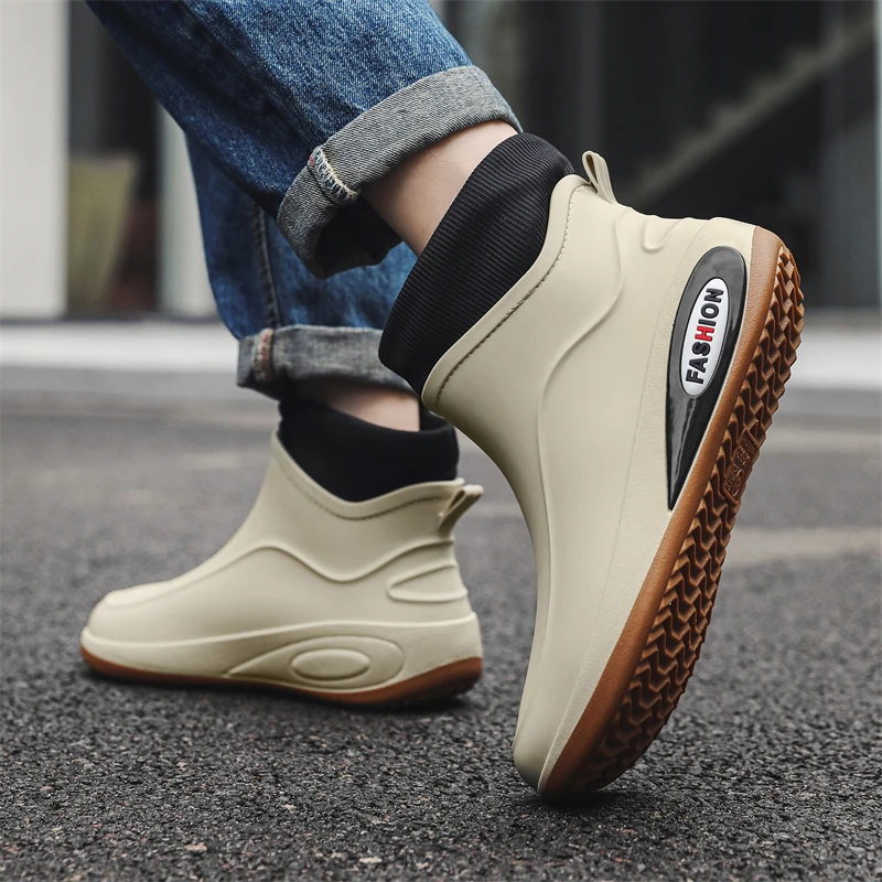 2025新款男士雨鞋冬季防滑防水短筒雨靴骑手胶鞋厨房工作加绒水鞋