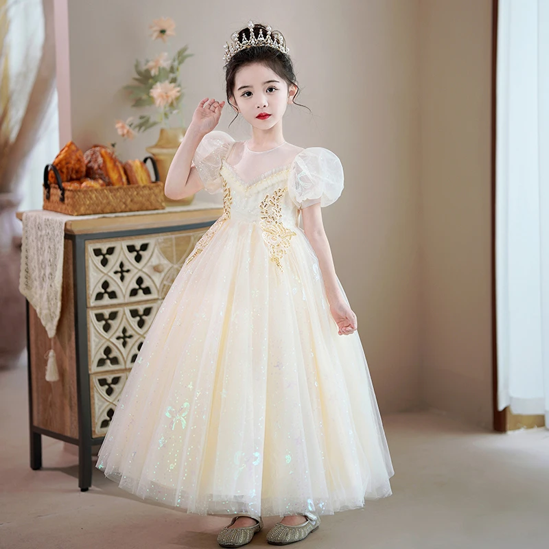 2025女童公主裙夏季超仙儿童婚纱礼服洋气小女孩钢琴演出服裙子