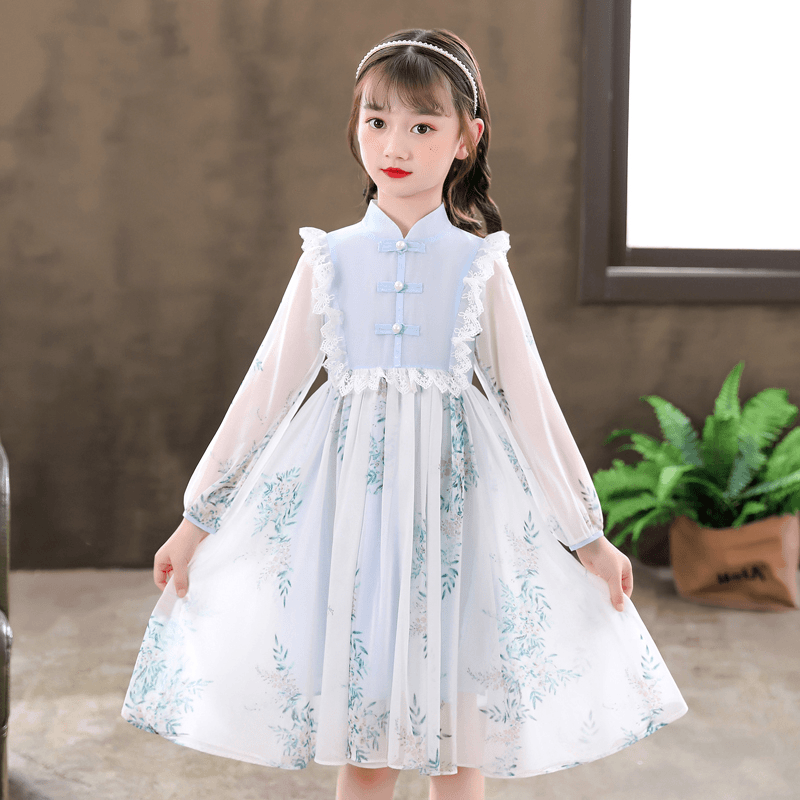 2024女童连衣裙春秋汉服裙子儿童中国风春装女孩春季新中式