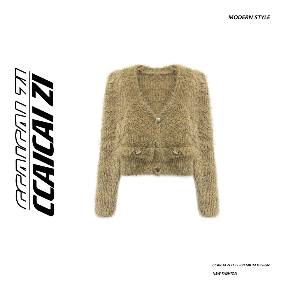 【初雪】纯欲V领温柔气质短款开衫 没垫肩