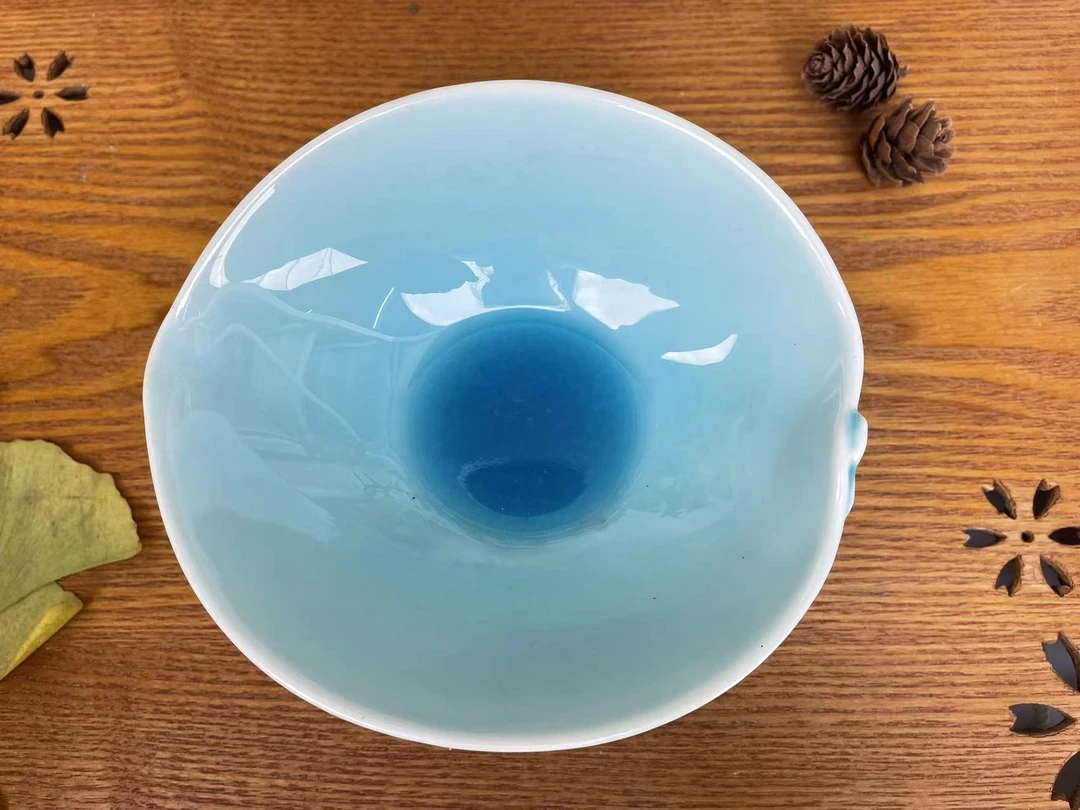 谨山窑琉璃釉水蜜桃果子钵早餐盘J-6-5