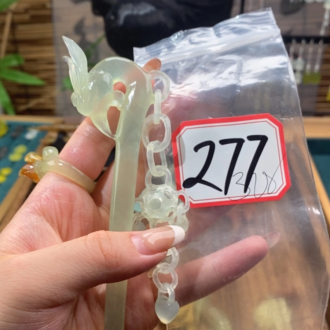 蛇纹石玉发饰未镶嵌竹**舞