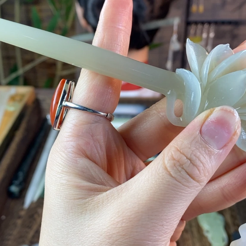 【闪购商品】蛇纹石玉发饰未镶嵌林*柔