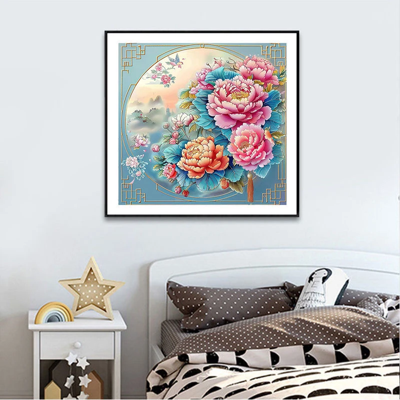 国色天香十字绣2024新款客厅餐厅卧室印花十字绣国色牡丹花