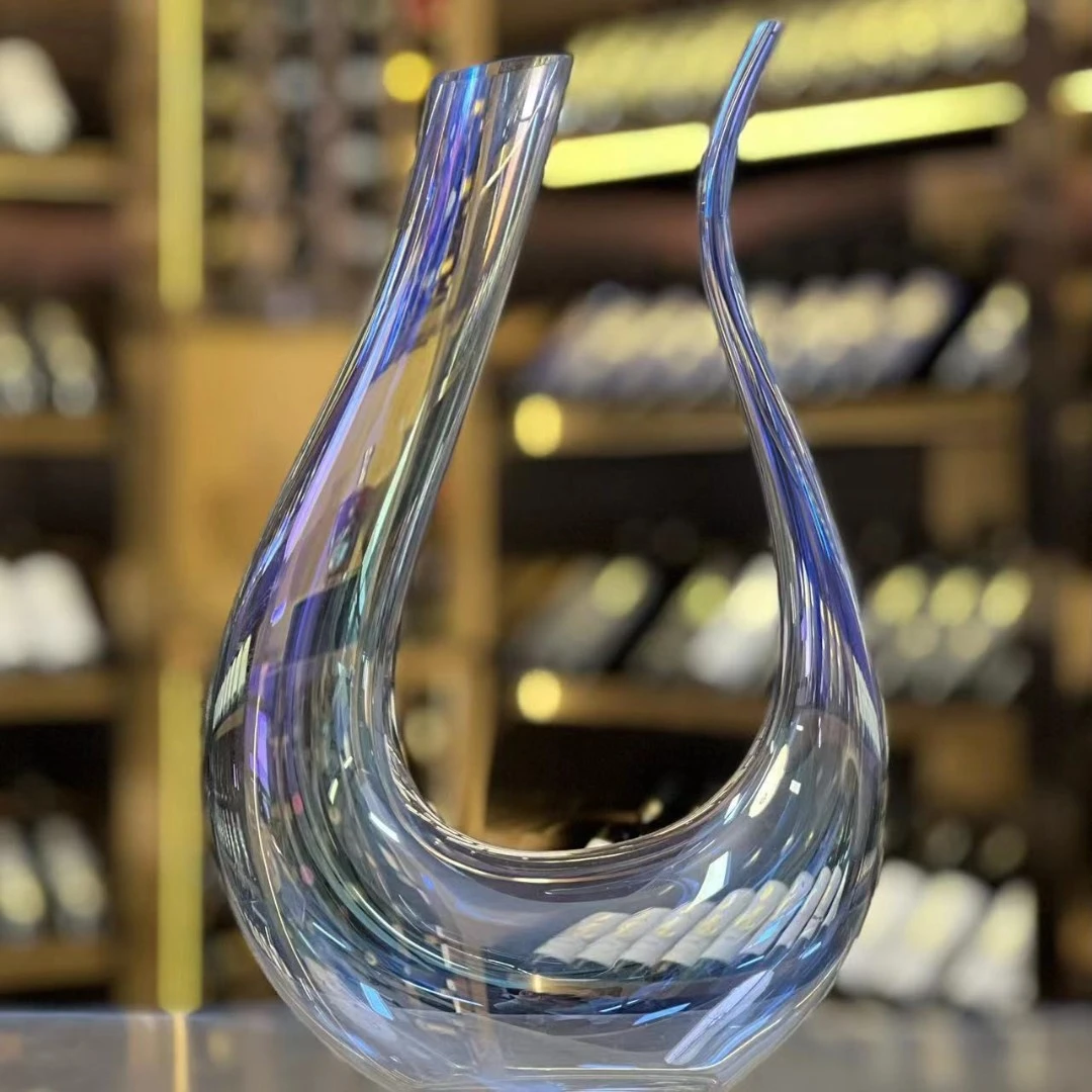 【九月的汣】炫彩无铅手工水晶玻璃竖琴U型壶醒酒器彩色家用