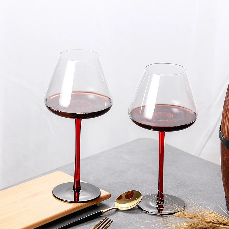 【C魅甄选】欧式纯手工制作水晶杯红黑胖无铅高档家用两支装个性