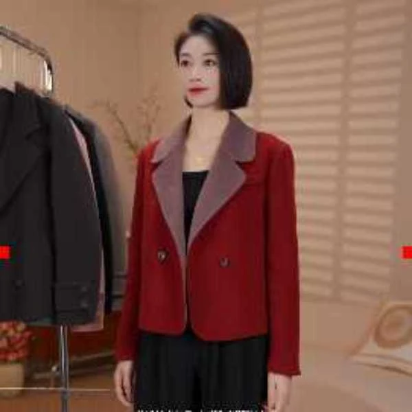 【大牌AB面】设计师短款双面羊毛高个小个子大衣女短款外套