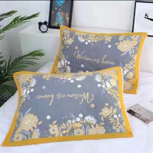 【浪漫春天灰】52*78cm多层纯棉一对枕巾