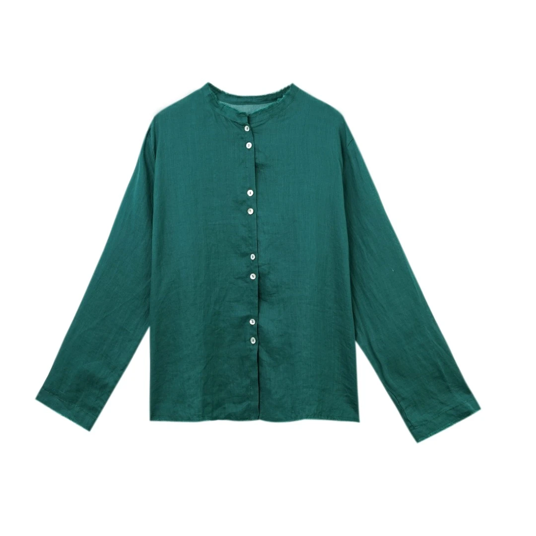 【素颜】2025早春新款贝壳扣设计莨麻衬衫