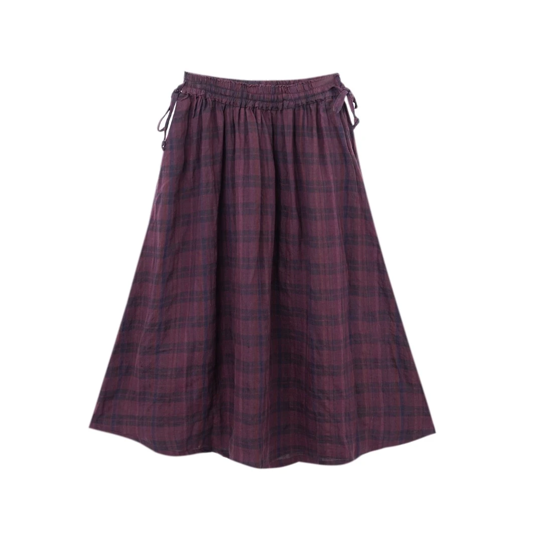 【素颜】2025早春新款格纹色织汉麻半裙