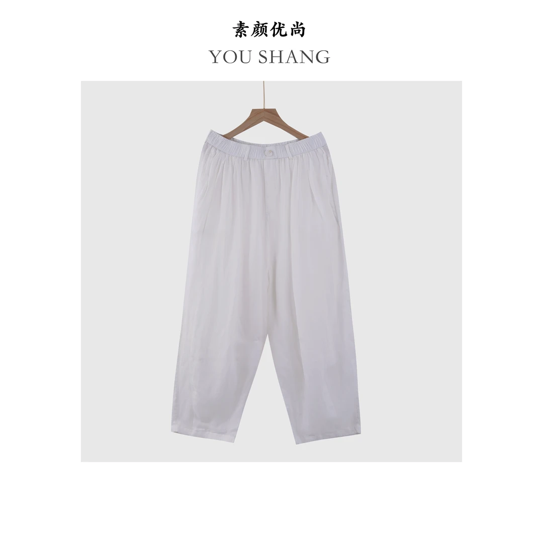 【素颜】2025夏季新款来去缝双层香云工艺纯秋麻灯笼裤