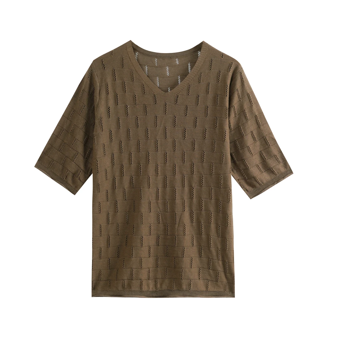 【素颜】2025春季新款休闲百搭镂空设计上衣