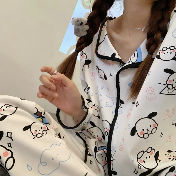 『粉丝团专享价』ins风睡衣女长袖2023年翻领甜美可爱家居服套装