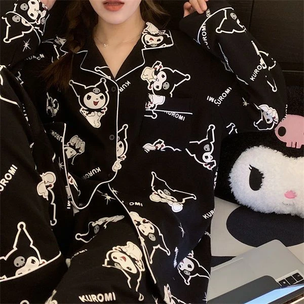 『库洛米』ins风睡衣女春秋季最新款长袖卡通大码家居服大码两件套