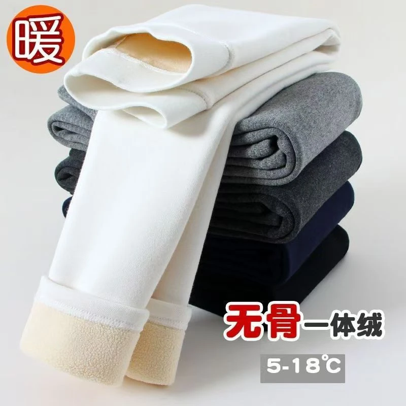 儿童打底裤加绒秋冬季加厚外穿女童白色内穿女孩中大童一体绒裤子