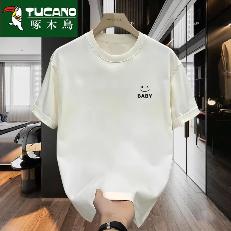 啄木鸟夏季新款短袖t恤男士时尚纯棉内搭青少年舒适百搭运动半袖T