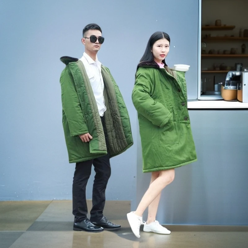 绿色棉大衣军大衣防寒大衣棉大衣冬季防寒服男女加厚冬季军大衣