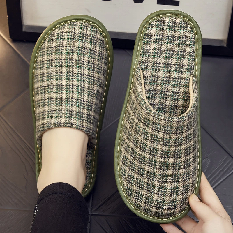 春秋家用布拖鞋男女居家居情侣防滑软底室内地板四季布艺包头拖鞋