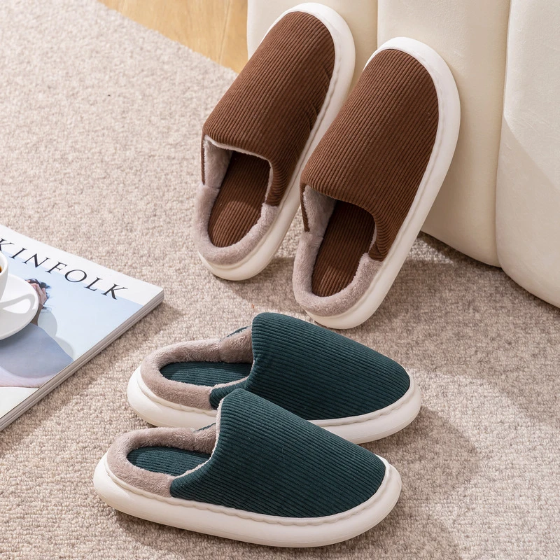 秋冬季布艺棉拖鞋女居家情侣保暖家用室内防滑加绒毛毛鞋男士冬天