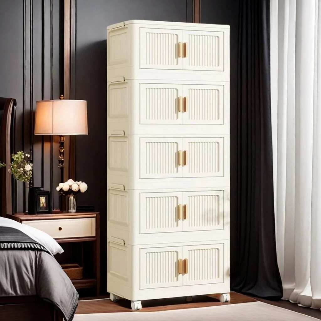 BX【45cm竖纹/折叠款】儿童衣柜收纳柜家用卧室塑料衣物收纳箱