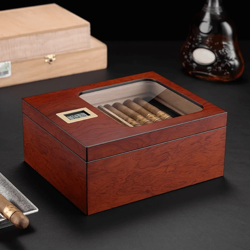 茄龙雪茄盒幸运保湿盒天然雪松木裸养大容量双层带温度计CA-24GI1