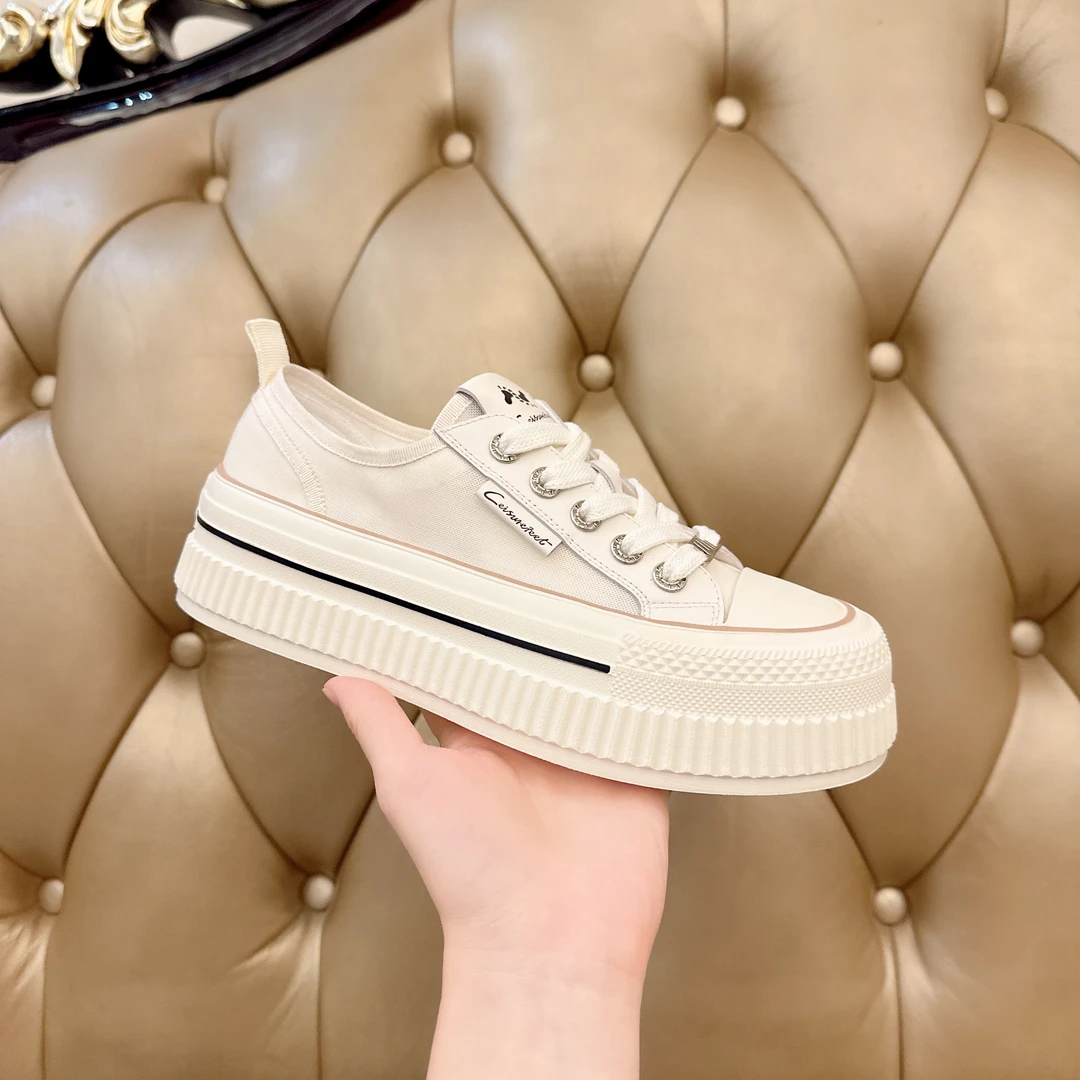 春夏白色女鞋休闲增高系带小白鞋女软底厚底运动休闲鞋子女饼干鞋