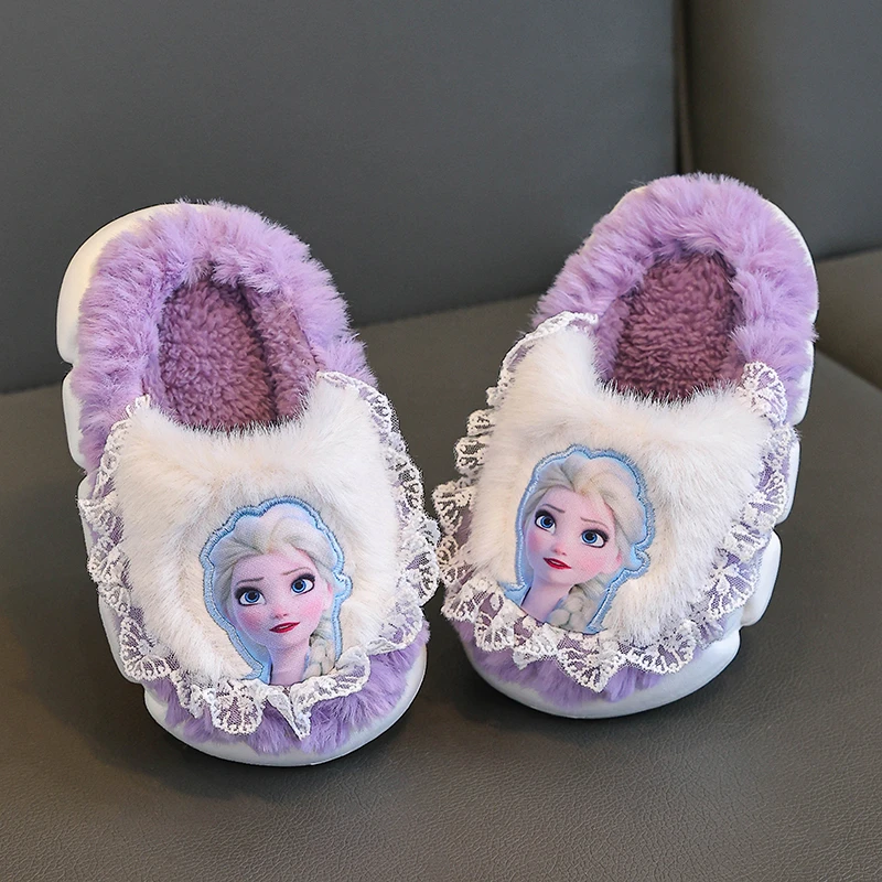 冬季女童公主女童棉拖鞋毛绒保暖卡通可爱儿童棉拖鞋中大童