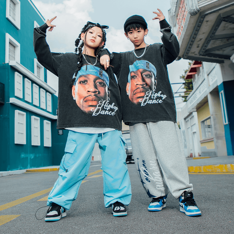 儿童街舞潮服装炸街嘻哈风男童秋套装复古女童潮酷帅气hiphop童装