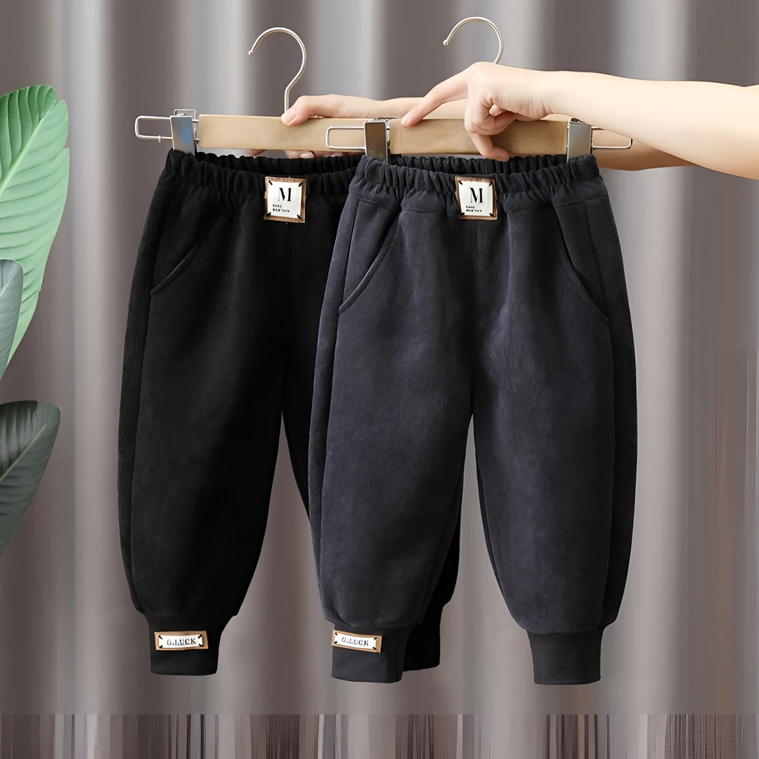 【高品】男女童裤子加绒秋冬款儿童宝宝雪尼尔长裤加厚一体绒冬季