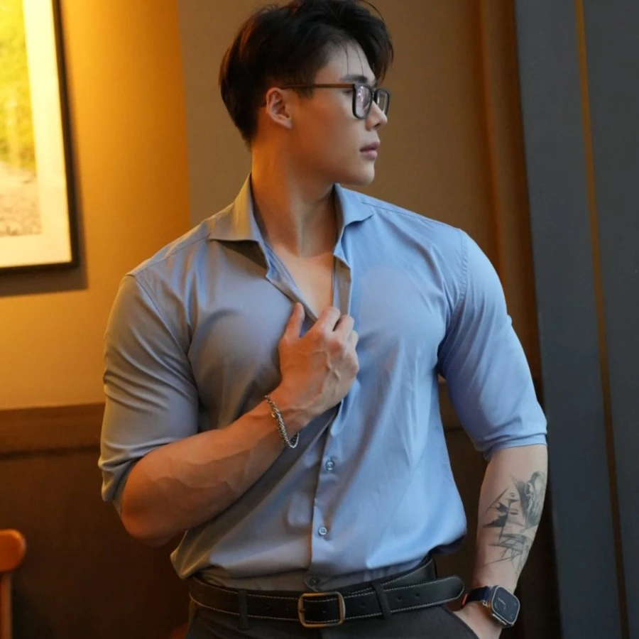BEESTRONG 夏季时尚简约透气百搭韩系休闲男士衬衫