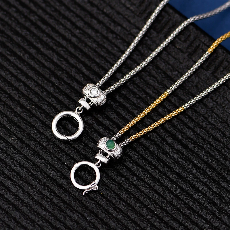 恒色 坠链均925银 意大利万能扣项链轻奢百搭可调节抽拉链吊坠链